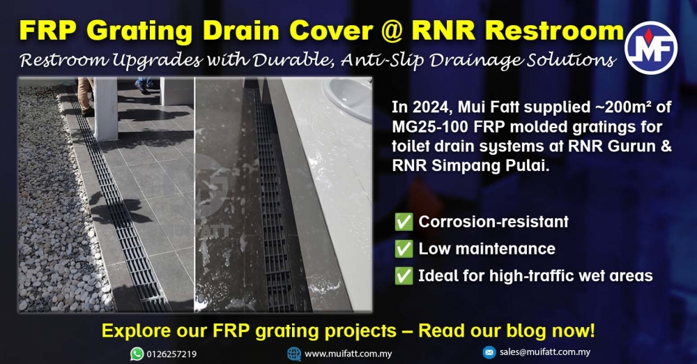 FRP Grating Supply for RNR Restroom Drain Systems
