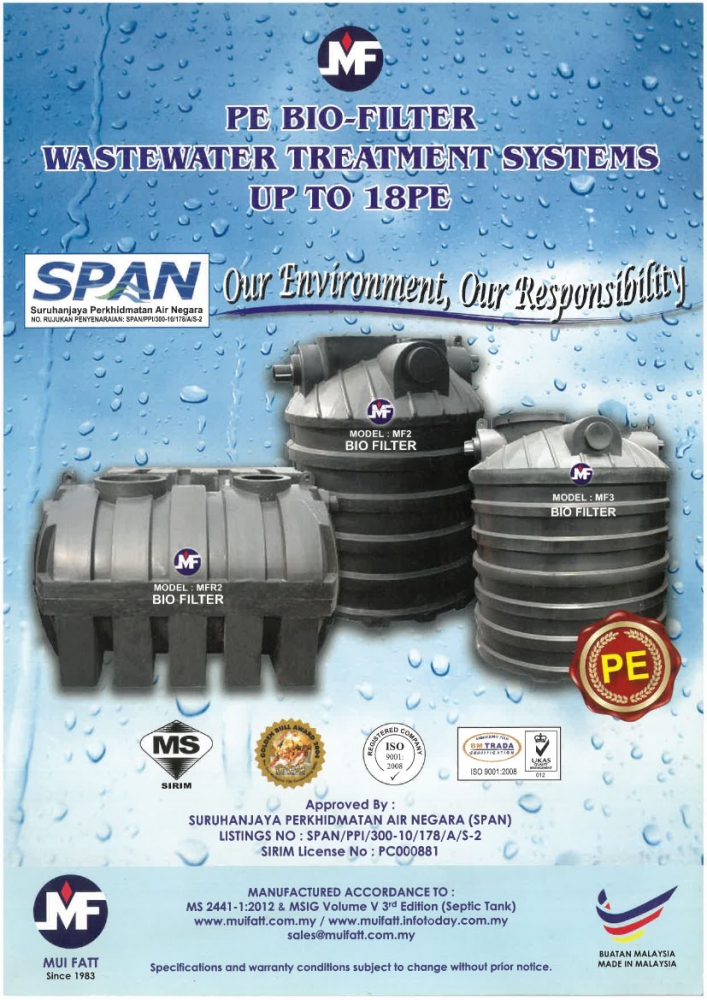 PE Bio-Filter Septic Tank up to 18PE