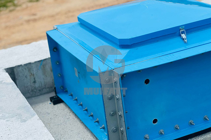 Close-up of GRP sectional panel tank installed at Klinik Kesihatan 2 Sendayan showing robust construction and compact design.