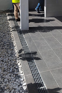 FRP molded grating installed in the outdoor toilet drain area at RNR Simpang Pulai under PLUS Highway restroom upgrade