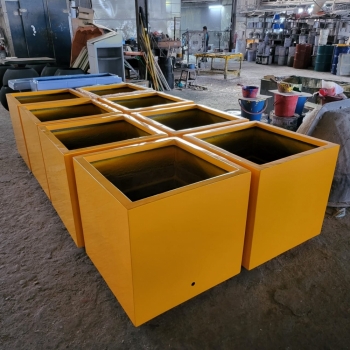 Fiberglass planter Pot Square Yellow