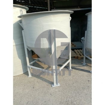 FRP Round Open-Top Tank with Conical Base and Support